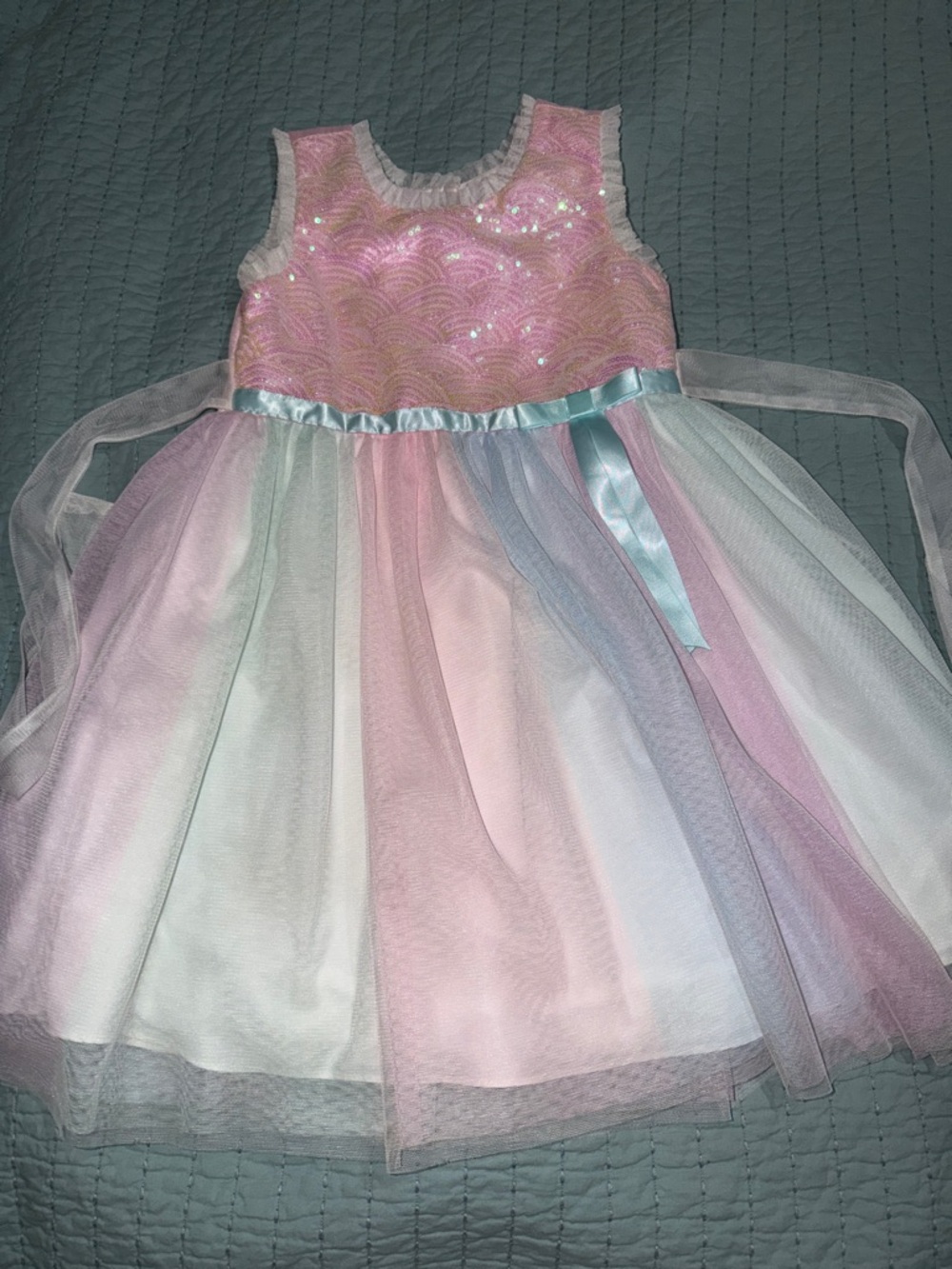 Jona Michelle girls special occasion Dress Multi-color Pastel tulle skirt size 5
